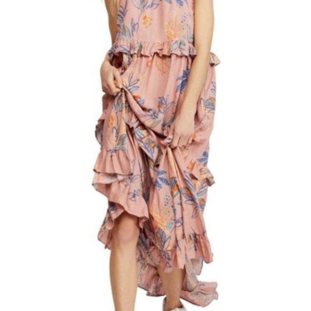 Free People Pink Tiered Boho Maxi Dress S/M NWT - Picture 6 of 7